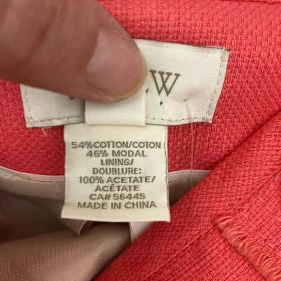 J.Crew Jacket Size 4 Coral Cropped Long Sleeve Fringe Trim Button NWT - Picture 13 of 16